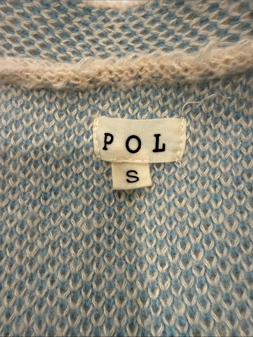 POL Small Oatmeal Blue Star Bouclé Open Front Cardigan Cozy Oversized Boho - Picture 2 of 9